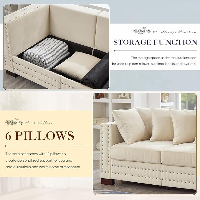 60.5"W Loveseat Sofa, Velvet Mid Century Modern Couch - Image 5