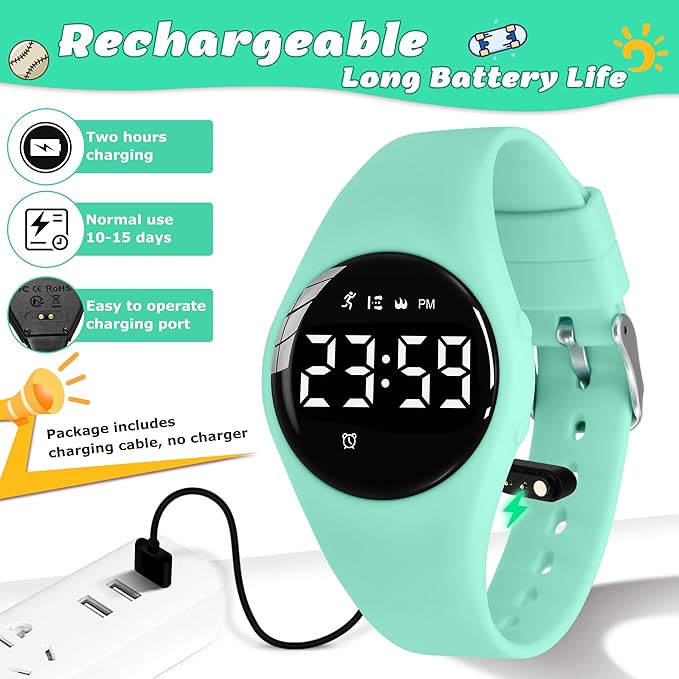 Kids Watches for Girls Boys Digital Sport Watch with Step Counter Pedometer Vibration Alarm Clock, No App Waterproof Fitness Tracker Kids Watch Boys Girls Teens Students Ages 5-16