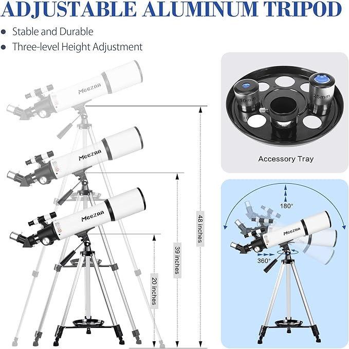 Telescope, Telescope for Adults High Powered, 80mm Aperture 600mm Portable Refractor Telescopes for Astronomy Beginners Fully Multi-Coated Optic High Transmission with Phone Adapter & Carry Bag