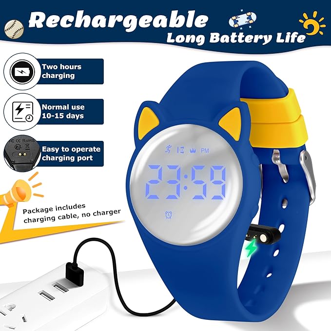 Kids Watches for Girls Boys Digital Sport Watch with Step Counter Pedometer Vibration Alarm Clock, No App Waterproof Fitness Tracker Kids Watch Boys Girls Teens Students Ages 5-16