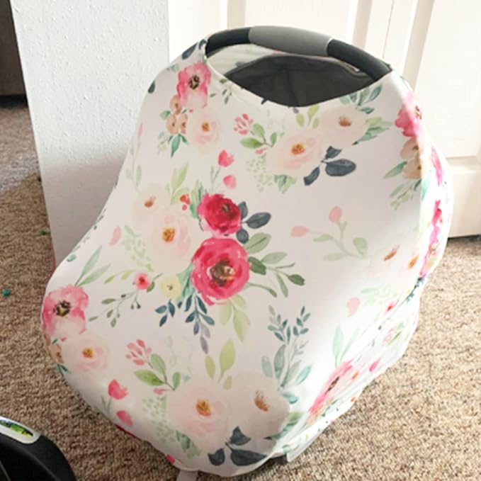 Stretchy Baby Car Seat Cover for Baby Boys and Girls, Multiuse - Nursing Breastfeeding Covers, Shopping Cart/High Chair/Stroller Covers, Infinity Scarf, Car Seat Canopies