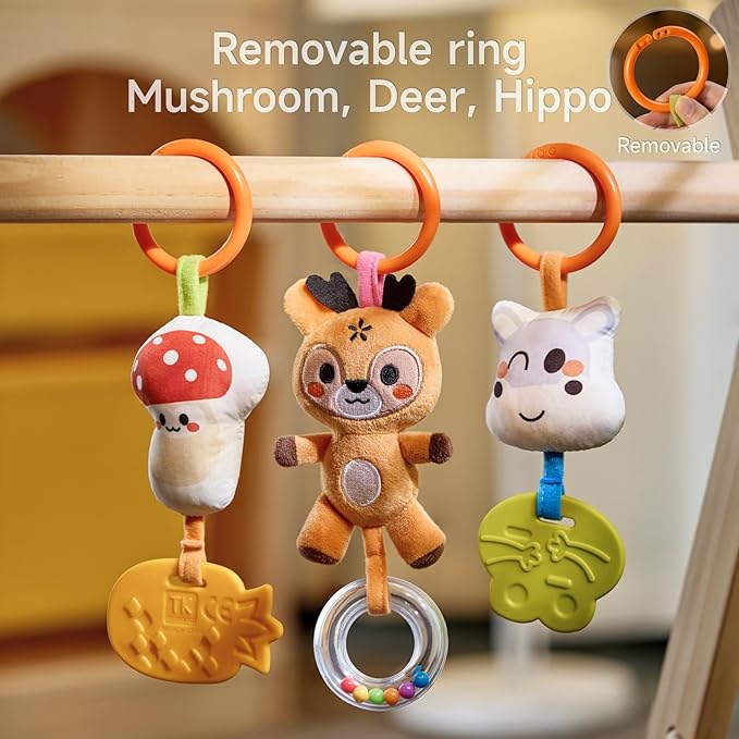 TUMAMA Baby Activity Toy Cute Bear Spiral Toy with Hanging Toys, Clips Detachable Sensory Stimulating Baby Toys 0-3 3-6 Months for Newborn Strollers Bassinets Crib Carseat