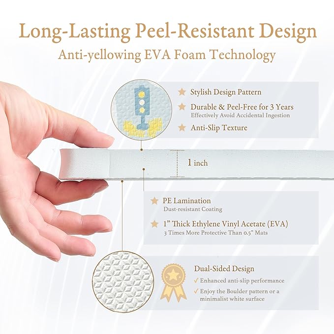 PopsyKosy Premium Baby Foam Play Mats -Stylish Floor & Exercise Puzzle Mat for Toddlers & Kids- 6 Soft, Non-Toxic, Odorless, Peel-resistant Foam Tiles -6ft x 4ft -1"inch Extra-Thick, Pastel Blue Gray