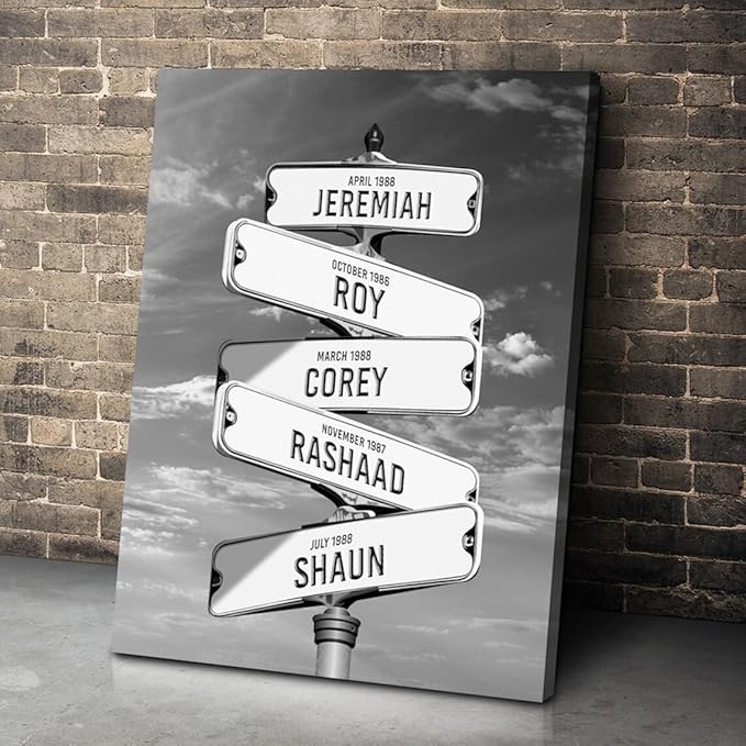 Personalized Family Street Sign Multi-Name Canvas Or Poster Wall Art, Street Sign Customized With Name, Best Gifts For Parents, Grandparents From Kids Daughter Son, Christmas Gift For Family #15