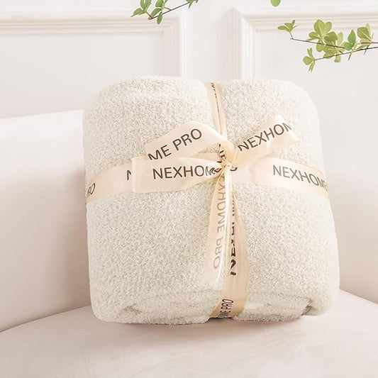 NEXHOME PRO Soft Throw Blankets for Couch, Reversible Warm Blankets Cozy Knit Blanket for Women, Fuzzy Plush Lightweight Throws for Sofa, Bed, Picnic, 50 x 60 inches