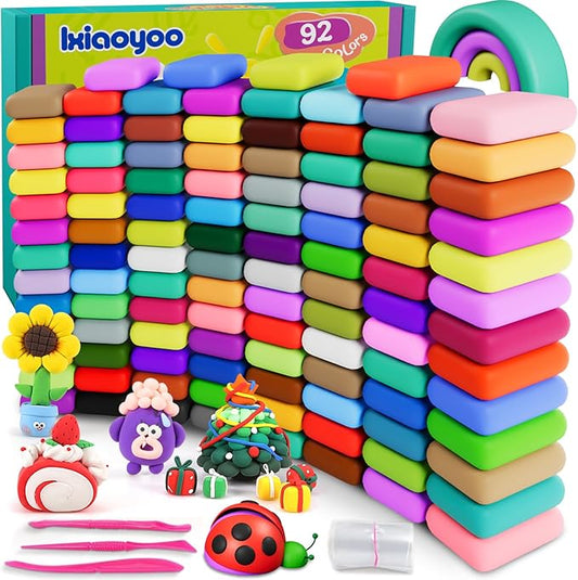Air Dry Clay for Kids, 92 Colors Magic Modeling Clay, Children's DIY Model Kit, Ultra Light, Soft & Non-Sticky, Great Birthday&Christmas Gift for Age 3-12 Years Old Years Girls & Boys Kids