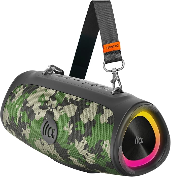 Portable Bluetooth Speaker 60W RMS,90W Peak Loud Subwoofer Wireless Stereo with HD Sound,8H Playtime IPX7 Waterproof for Party cmaping Beach (CAMO-60W RMS/90W Peak)