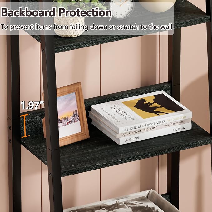 Furologee 5-Tier Ladder Shelf, Narrow Ladder Bookshelf - Image 4
