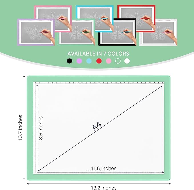 iVyne Rechargeable A4 Light Pad for Tracing & Weeding - LED Light Board for Weeding Vinyl - for Cricut Vinyl Weeding Tools - Ultra-Thin & Portable - Perfect for Artists & Crafters - Green