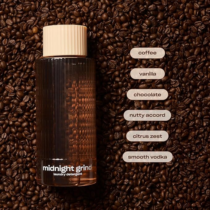 Snif Midnight Grind Laundry Detergent, Bold, Rich Espresso Scent, 64 Loads, Non-Irritating to Skin, Clean, Non-Toxic, Vegan, Cruelty Free, 32oz