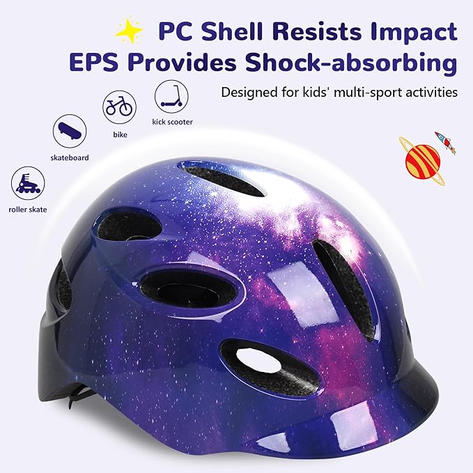 Kids/Youth Bike Helmet for Boys Girls and Teens, Adjustable and Multi-Sport for Bicycle, Kick Scooter, Skateboard, Roller/Inline Skate