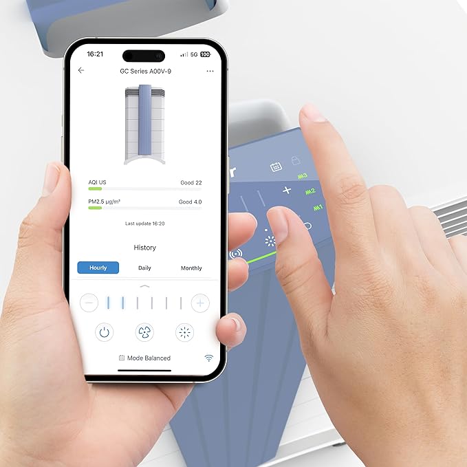 IQAir GC MultiGas XE Air Purifier – Smart MultiGas Filtration for Rooms up to 1125 sq ft - Chemicals, Odors, VOCs, and Particles, Swiss Made, WiFi Enabled
