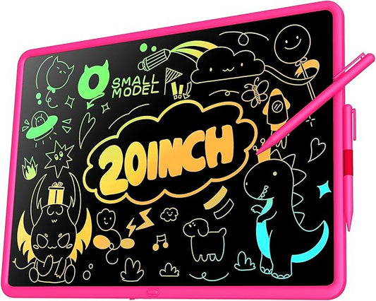 20 Inch LCD Writing Tablet for Kids, Children's Art Toys, Educational and Learning Drawing Kits, Birthday and Christmas Gifts for Boys and Girs Aged 3-12+, Pink