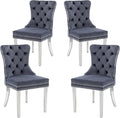 KCC Velvet Dining Chairs Set of 4, Upholstered High-end Tufted Dining Room Chair by KCC