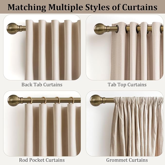 Antique Bronze Curtain Rods for Windows 66 to 120 Inch 1" Diameter Adjustable - Image 4