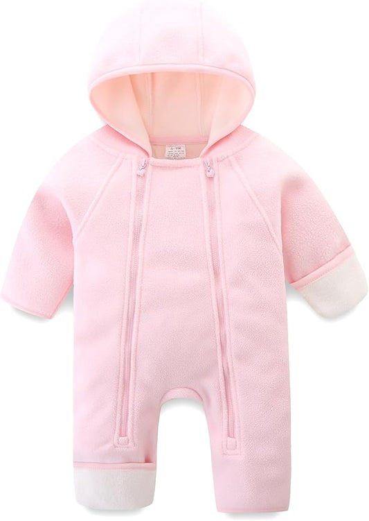 Newborn Baby Fleece Jumpsuit Girls Boys Winter Hooded Coverall Romper Cute Baby Snowsuit Clothes