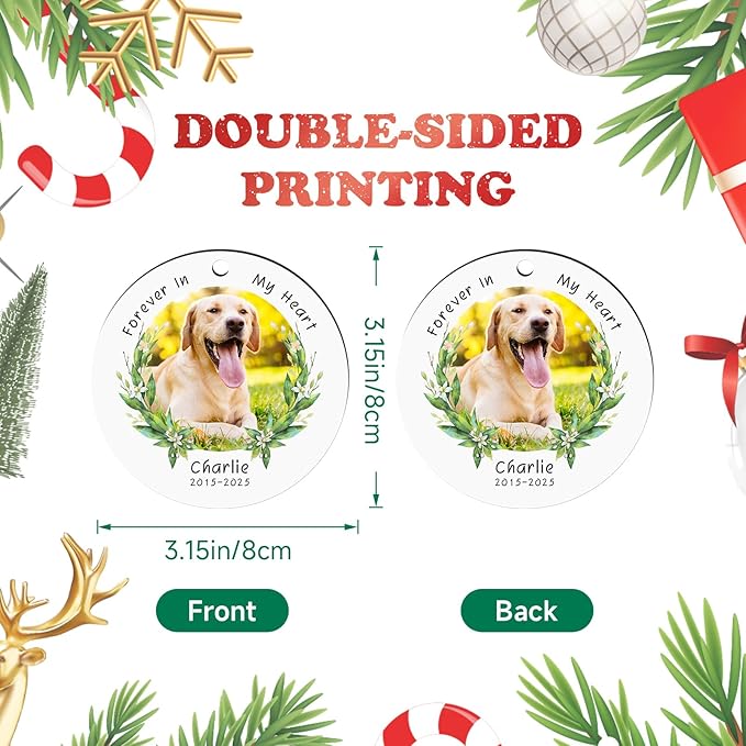 Personalized Christmas Ornaments 2025 Pet Memorial Gifts for Christmas Tree Custom Dogs Picture Photo Name Ornament Customized Cat Pet Xmas Decoration Gifts