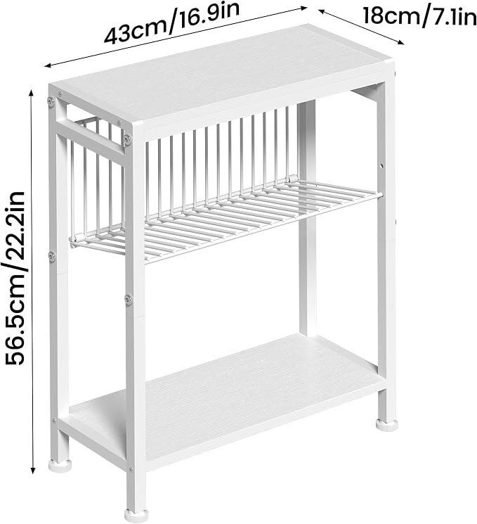 End Table for Small Space, 3-Tier Narrow Side Table - Image 3