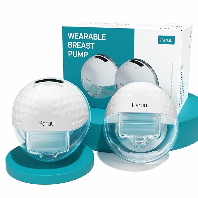 Paruu P10 Hands Free Breast Pump Wearable, 338mmHg Strong Suction, Low Noise, 4 Modes & 9 Levels, Electric Breast Pump Portable, Smart Display, 19/21/24/28mm Insert/Flange, 2 Pack (White)