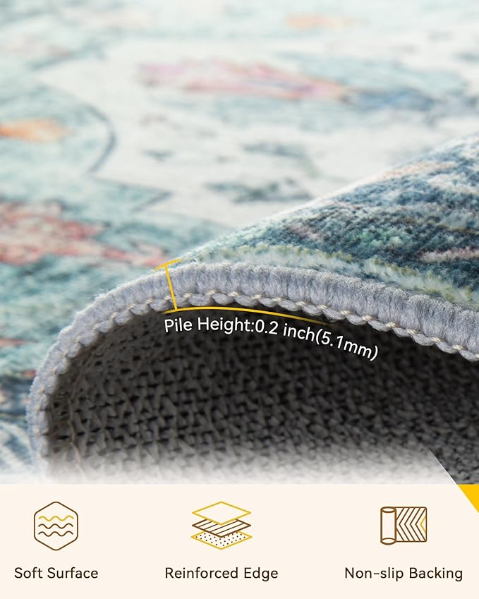 RELEANY Area Rugs 2'x5' Runner Rug Non Slip Washable - Image 4