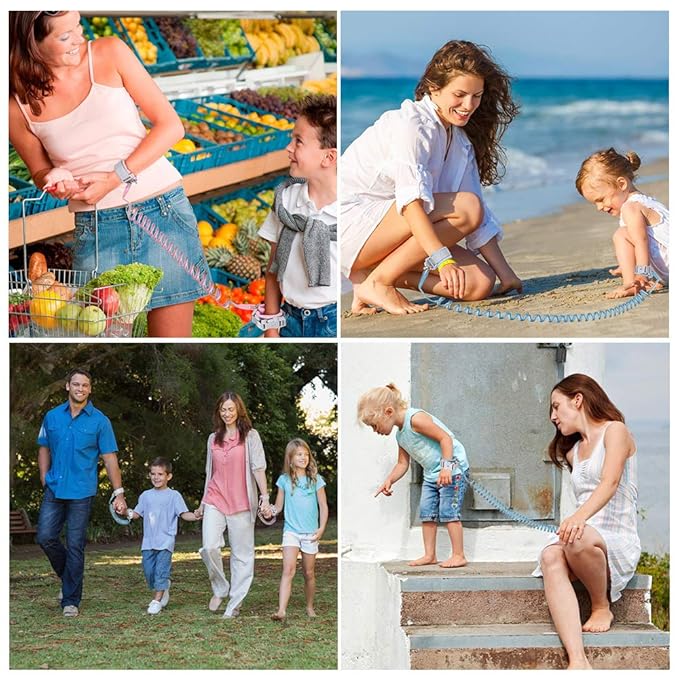 Anti Lost Wrist Link (8.2ft), Socub Breathable Toddler Leash Wrist for Child Safety, Wrist Link for Kids with Key Lock, Blue