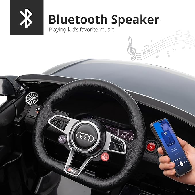 Licensed Audi Electric Kids Car, 12V Kids Ride-on Toy Car for Toddlers w/Remote - Black