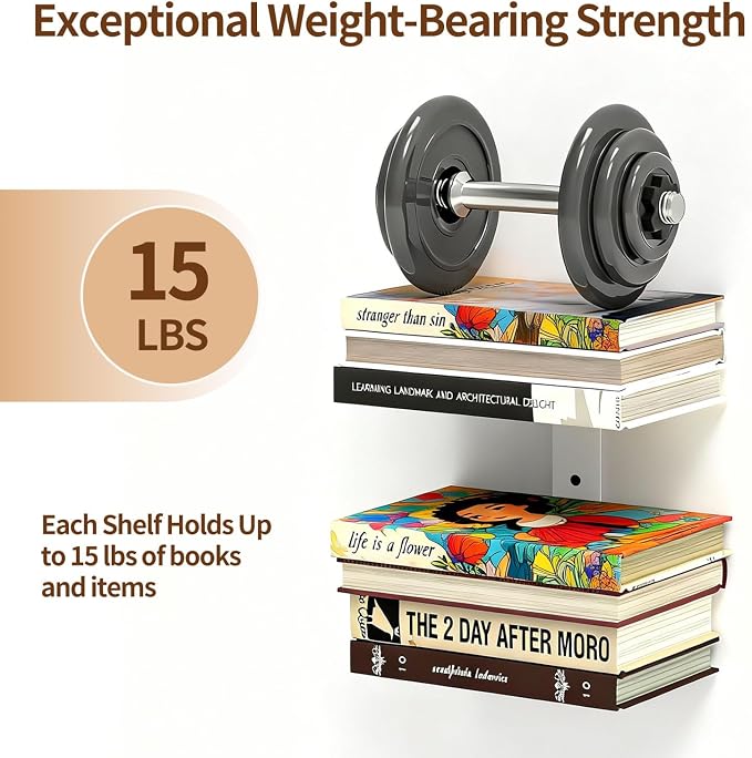 Invisible Floating Bookshelves 4 Tier, Heavy Duty Metal Book Organizer - Image 4