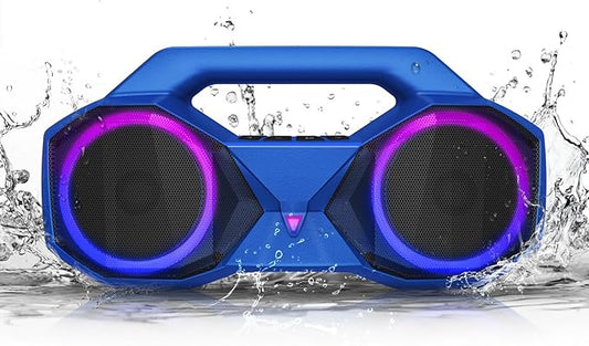 Bluetooth Speaker 80W(Peak)Loud with Bass, 20H Playtime, IPX7 Waterproof, RGB Lights, TWS, Large Portable Wireless Speakers for Outdoor, Home, Party, Pool, Beach, Tailgating, Gym, Work, Gifts (Blue)