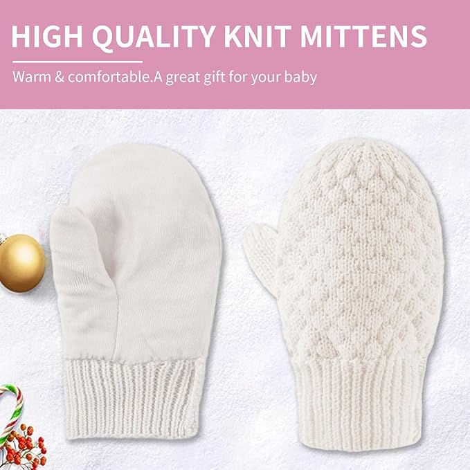 Baby Knit Mittens Toddler Boys Girls Gloves Winter Infant Newborn No Scratch Mitten 0-3 Years
