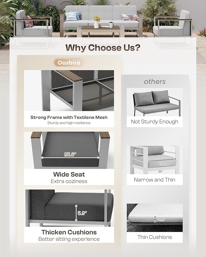Outdoor Aluminum Loveseat, Modern Patio Patio Furniture - Image 6