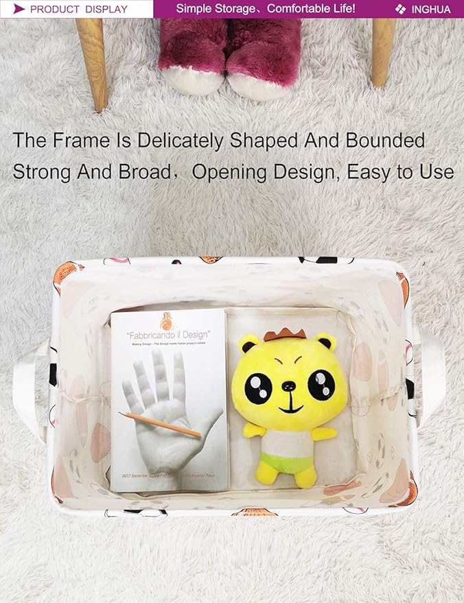 Rectangular Storage Basket Fabric Organizer Bin for Toys,Books,Clothes,Gifts,Pets-Perfect for Home,Office,Nursery,Dorm,Shelf(Rec ball game)