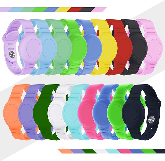 4 Pack Waterproof Bracelet for AirTag Kids, Hidden Silicone Wristband for AirTag, GPS Tracker Case for Air Tag Holder Strap Band for Child Toddler, Secure Anti-Loss Protection