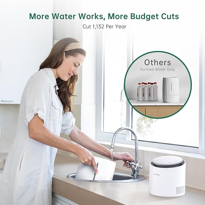 MistFree Smart Humidifier for Bedroom, Evaporative Humidifier No White Dust, Auto Humidity & APP Control, 3L Water Tank Easy to Clean, Sleep Mode, Timing, Humidifiers for Nursery/Baby(White)