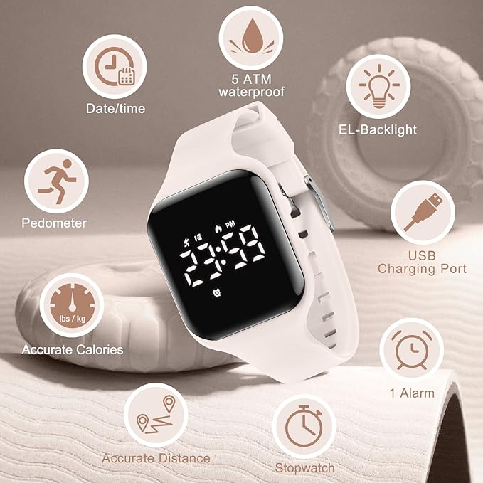 Kids Watches for Girls Boys Digital Sport Watch with Step Counter Pedometer Vibration Alarm Clock, No App Waterproof Fitness Tracker Kids Watch Boys Girls Teens Students Ages 5-16
