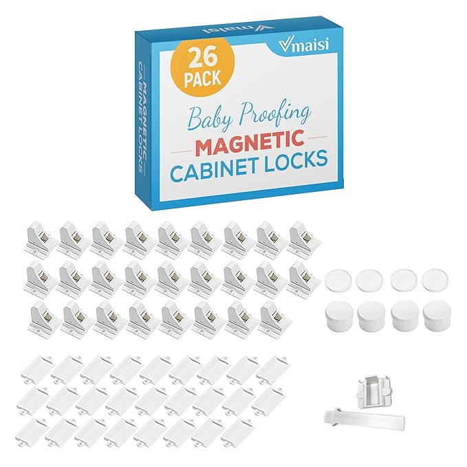 Vmaisi ChildProof Magnetic Cabinet Locks (26 Locks and 4 Keys)