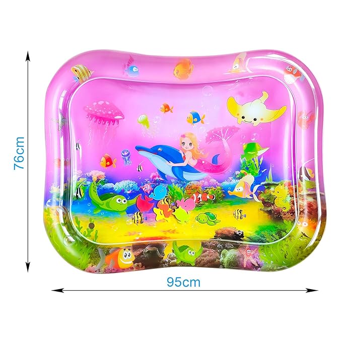 ZHUYNXIR Extra Big Infant Toys, Tummy time Toys, Baby Pink Water Play mat, Fun Early Development Activity Play Center for Newborn,Mermaid Pink 39.5x31.5 in.