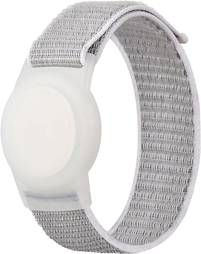 Kids Wristband Compatible with Apple AirTag, Protective Case for Air Tag GPS Tracker Holder with Nylon Bracelet, Adjustable Anti Lost Watch Band for Toddler Child Elder(Grey)