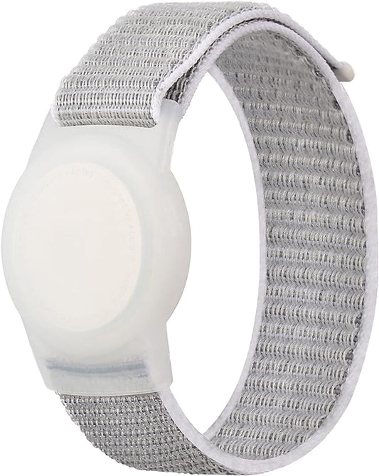 Kids Wristband Compatible with Apple AirTag, Protective Case for Air Tag GPS Tracker Holder with Nylon Bracelet, Adjustable Anti Lost Watch Band for Toddler Child Elder(Grey)