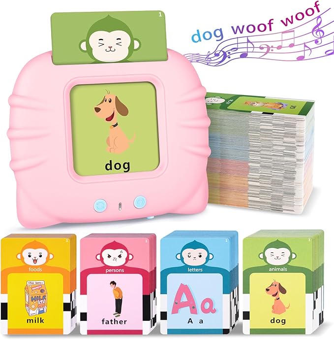 Toddler Girl Toys Talking Flash Cards, 296 Sight Words Speech Therapy Autism Learning, Montessori Educational Toys 1 2 3 4 5 Years, Gifts for Girls with Clear Sound & Thick Cards