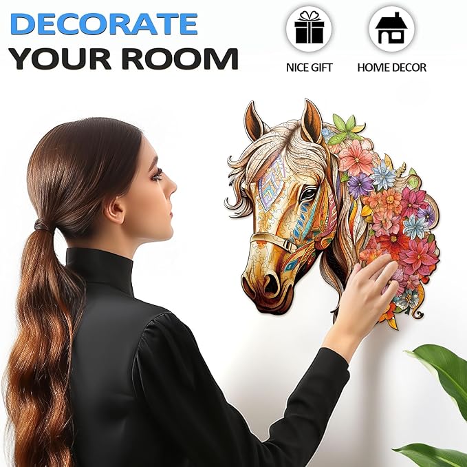 Wooden Puzzles for Adults, Horse Building Set Wooden, Irregular Wooden Puzzles Adult, Difficult Puzzle Gifts for Puzzle Lover, (XL-17.3 * 15.6in - 450pcs)