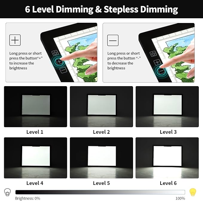 Rechargeable A4 Light Box with Padded Case,led Light pad with Built-in Stand & Clip,6 Levels of Brightness lightbox for tracing,Diamond Painting.Light Table for Artists,Drawing,Sketching,Animation