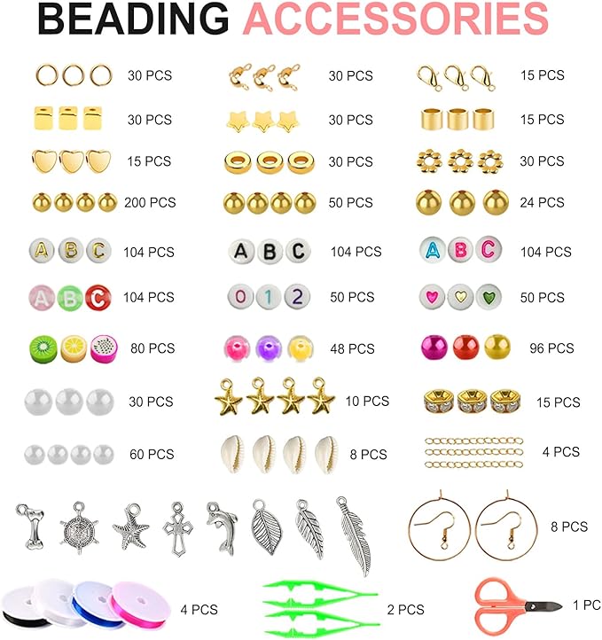 Redtwo 18000 Pcs Clay Beads Bracelet Making Kit, 4 Boxes 64 Colors Flat Polymer Heishi Jewelry with Gift Pack, Friendship Bracelet for Girls Ages 8-12