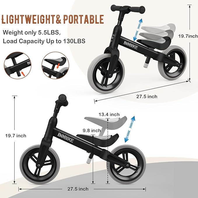 Toddler Balance Bike Toys for 1 to 4 Year Old Girls Boys Adjustable Seat and Handlebar No-Pedal Training Bike Best Gifts for Kids