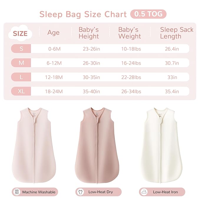 JELLYMONI Baby Sleep Sack 18-24 Months 100% Cotton Wearable Blanket, 0.5 TOG Soft Lightweight Toddler Sleeping Sack 3 Pack 2-Way Zipper Newborn Sleep Sacks