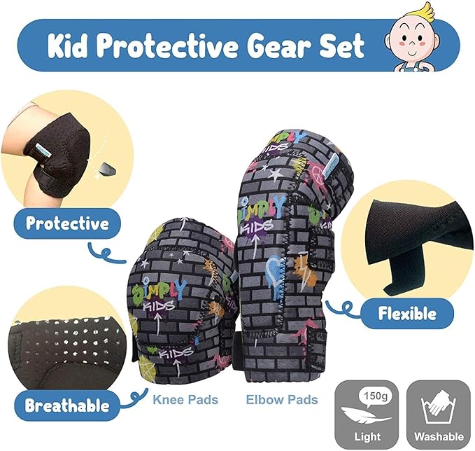 Soft-Style Kids Knee and Elbow Pads with Bike Gloves, Flexible Impact-Resistant Gear for Ages 2-11, Designed for Balance Bikes, Roller-Skating, and Skateboarding