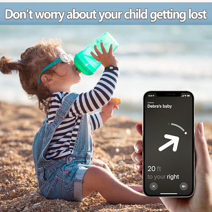 Waterproof Bracelet for AirTag Kids, Personalized Initial Letter Hidden Holder Compatible with Air Tag, Silicone Case for Airtag Adjustable Anti-Lost GPS Tracker for Toddler Child Elder, B