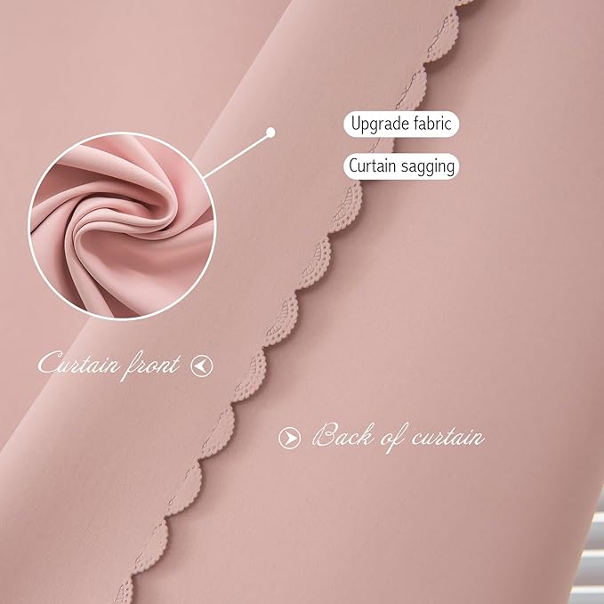 Self Adhesive Blackout Curtains- Stick on Curtains Shades Window Blinds Curtains No Rod Needed Easy to Hang Curtain, Use for Bedroom, Living Room,Roman Shades, 35" W X 59" L, Pink, 1 Panel