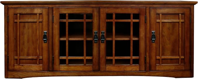 Leick Home 82360 Solid Wood Mission Oak Four Door TV Stand - Image 2