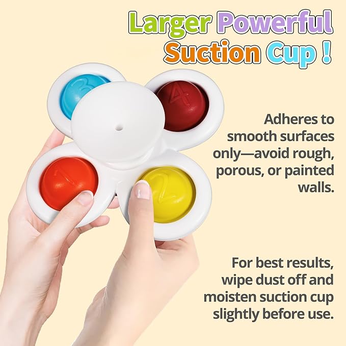 ALASOU 3PCS Pop Suction Cup Spinner Toys for 1 Year Old Boy Girl|Novelty Spinning Tops Toddler Toys Age 1-2|Sensory Baby Bath Toy for Toddlers 1-3|12 18 Months Boy Birthday Gift for Infant