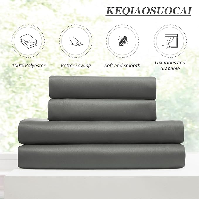 KEQIAOSUOCAI Grey Pinch Pleat Curtains & Drapes 104 Inches Long 2 Panels Set, Darkening Sound Dampening Window Treatment for Bedroom Vertical Draft Blackout Blinds for Living Room 40 x 104